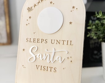 Weihnachts-Countdown-Schild, Adventsschild, Schläft bis zum Besuch des Weihnachtsmanns, Trocken abwischbar, Santa Countdown, Adventskalender, Adventsschild