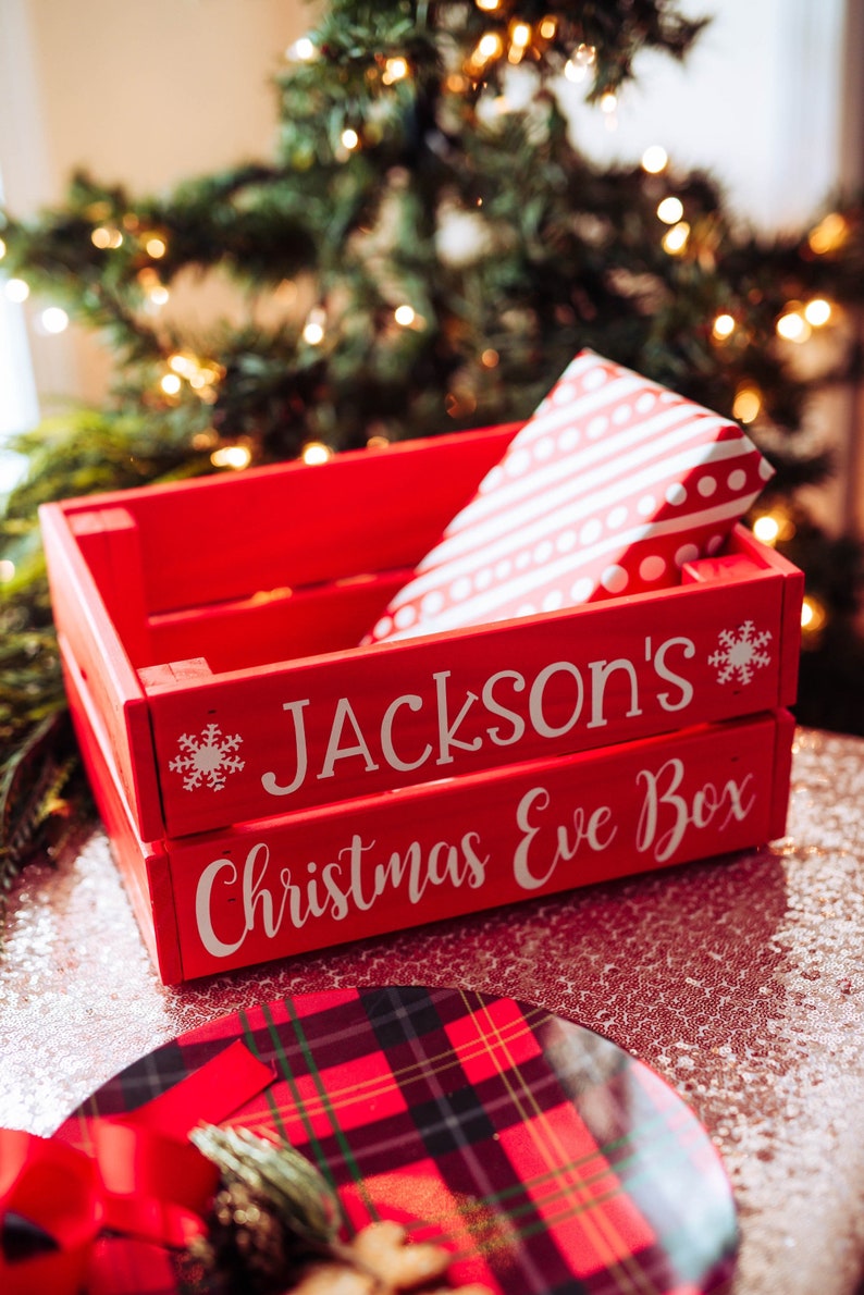 Personalized Christmas Eve Box, Wooden Christmas Eve Box for kids, Christmas Eve Crate, Xmas Eve Box image 3