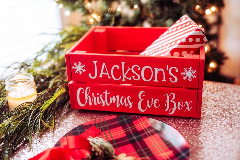 Personalized Christmas Eve Box, Wooden Christmas Eve Box for kids, Christmas Eve Crate, Xmas Eve Box image 5