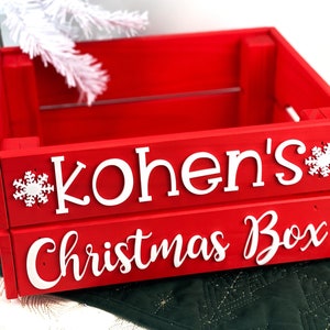 Personalized Children’s Christmas Box, Wooden Christmas Eve Crate for Kids, Personalised Christmas Box for Boy Girl, Xmas Eve Box, Santa Box