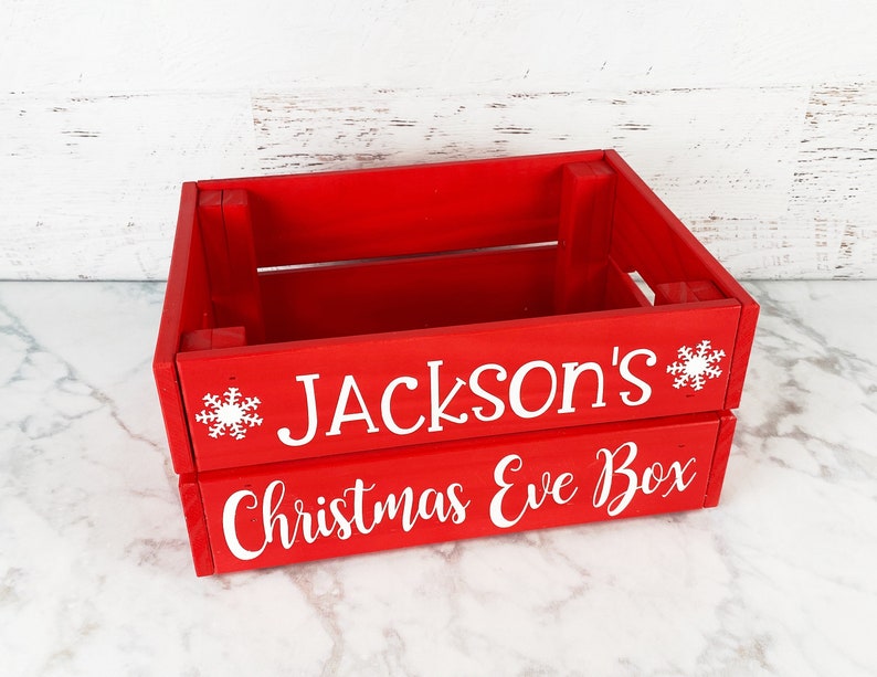 Personalized Christmas Eve Box, Wooden Christmas Eve Box for kids, Christmas Eve Crate, Xmas Eve Box image 9