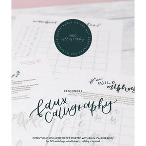 Deluxe beginners pen calligraphy workbook, hand lettering drill sheets, video tutorials for learning calligraphy, learn calligraphy at home