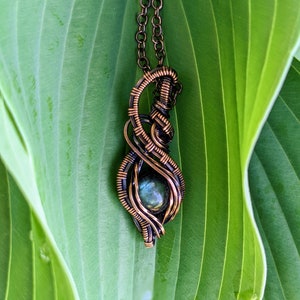 Labradorite and Copper Wire Wrap Necklace