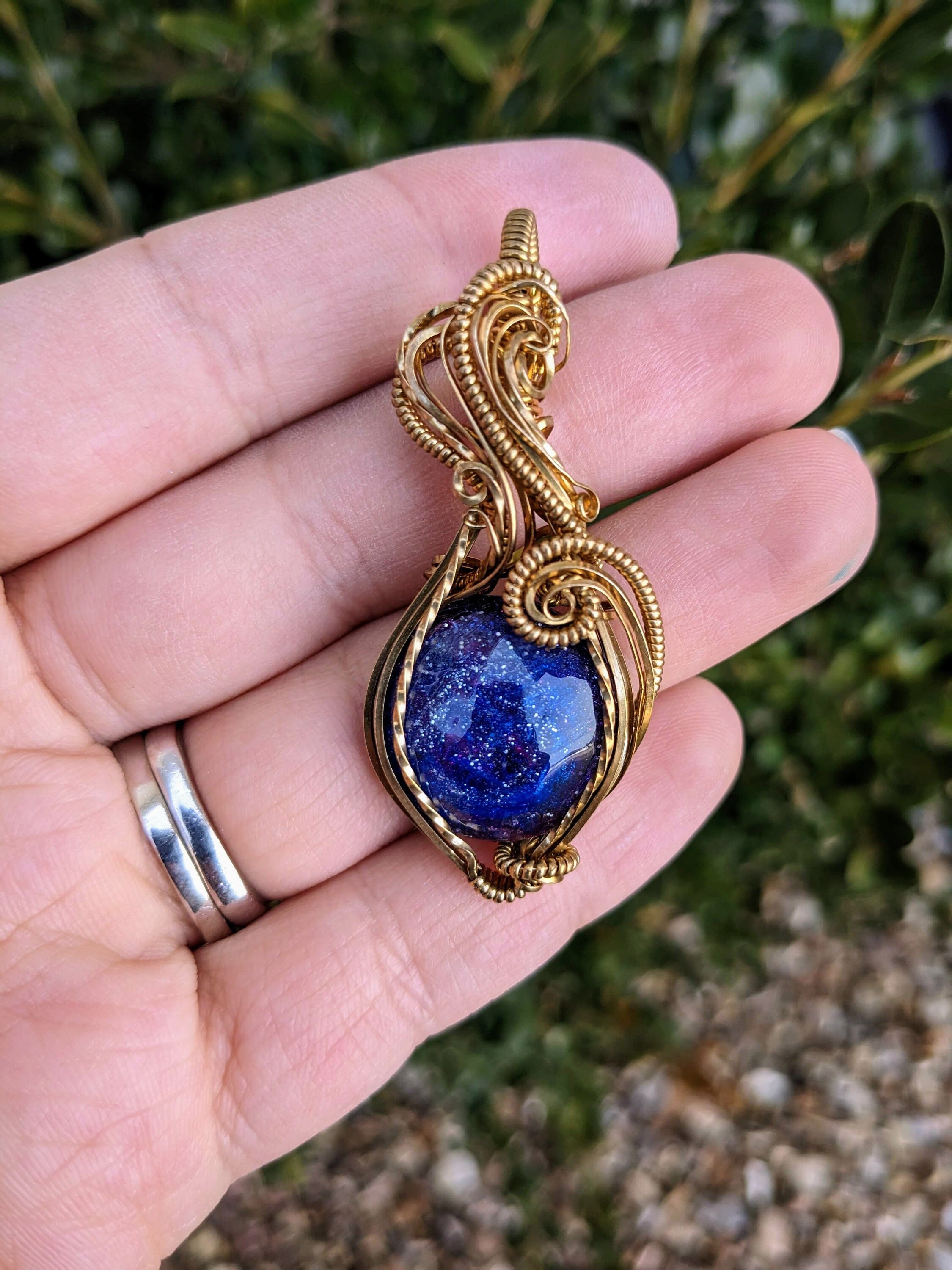 Galaxy and Jewelers Brass Wire Wrap Necklace Etsy