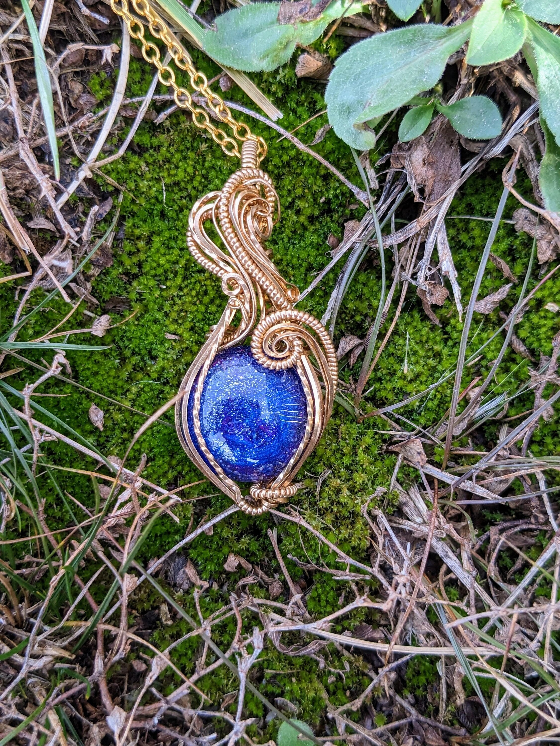Galaxy and Jewelers Brass Wire Wrap Necklace Etsy