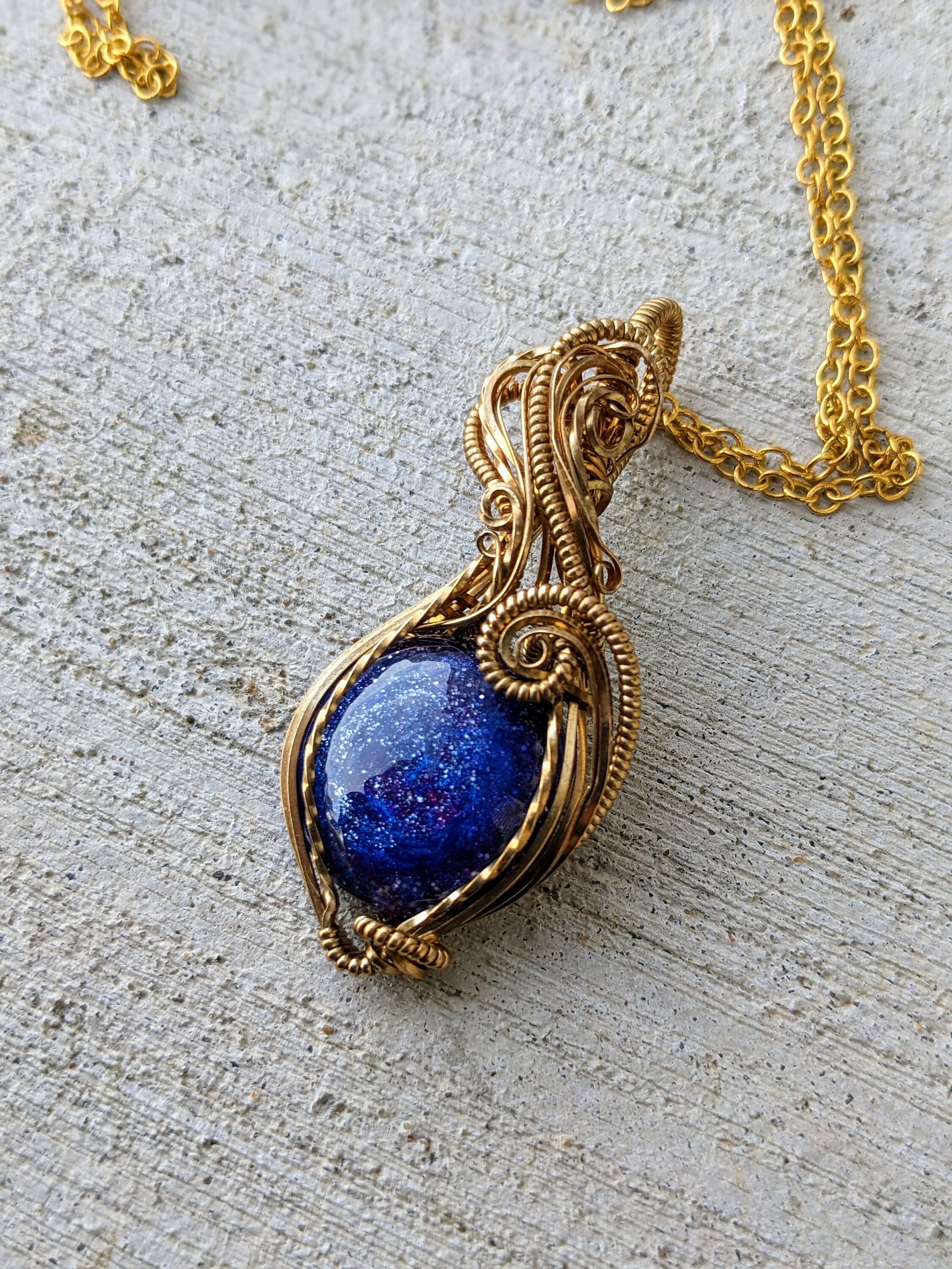 Galaxy and Jewelers Brass Wire Wrap Necklace Etsy