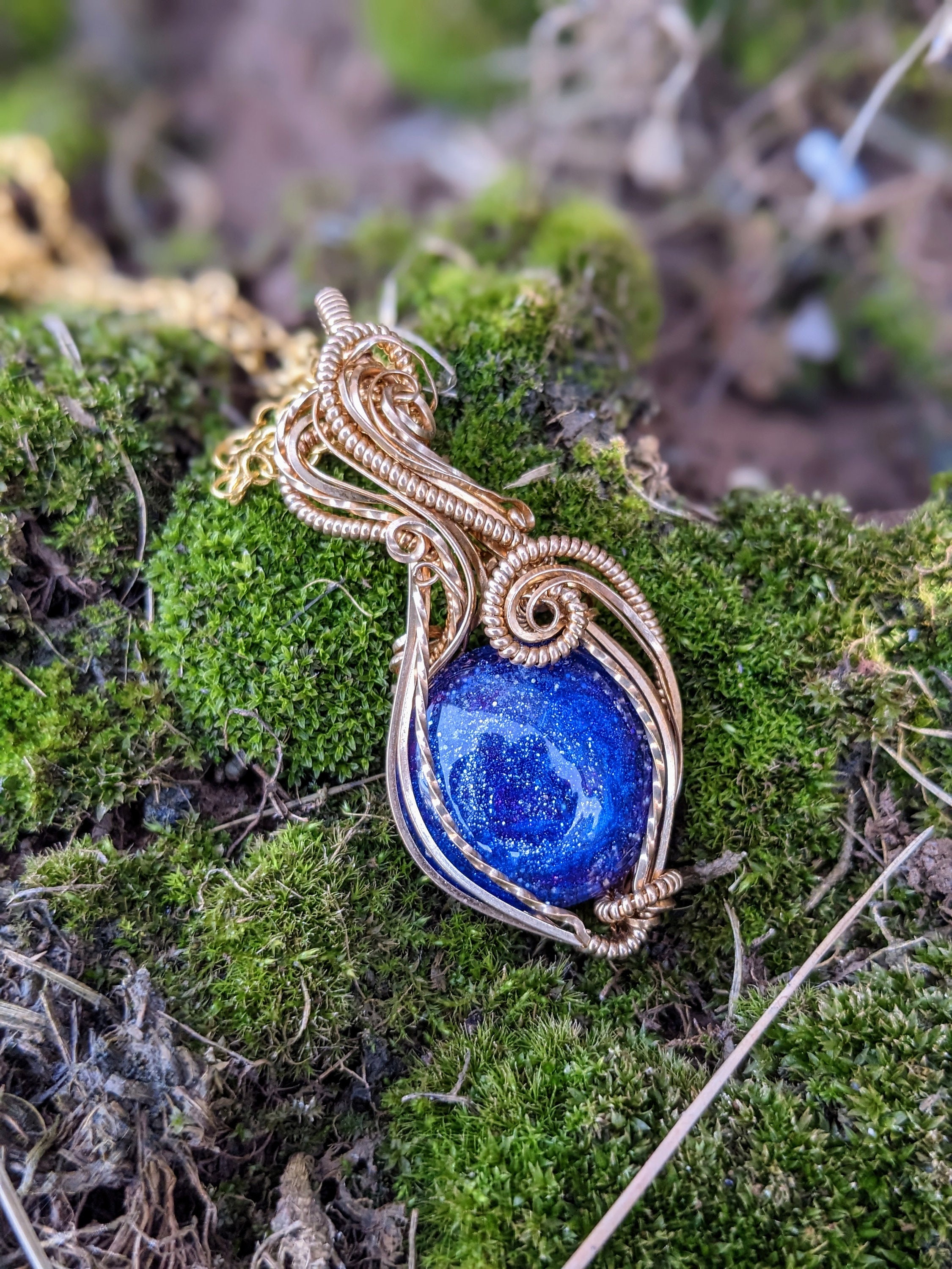 Galaxy and Jewelers Brass Wire Wrap Necklace Etsy