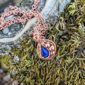 Lapis Lazuli and Copper Mini Wire Wrap Necklace