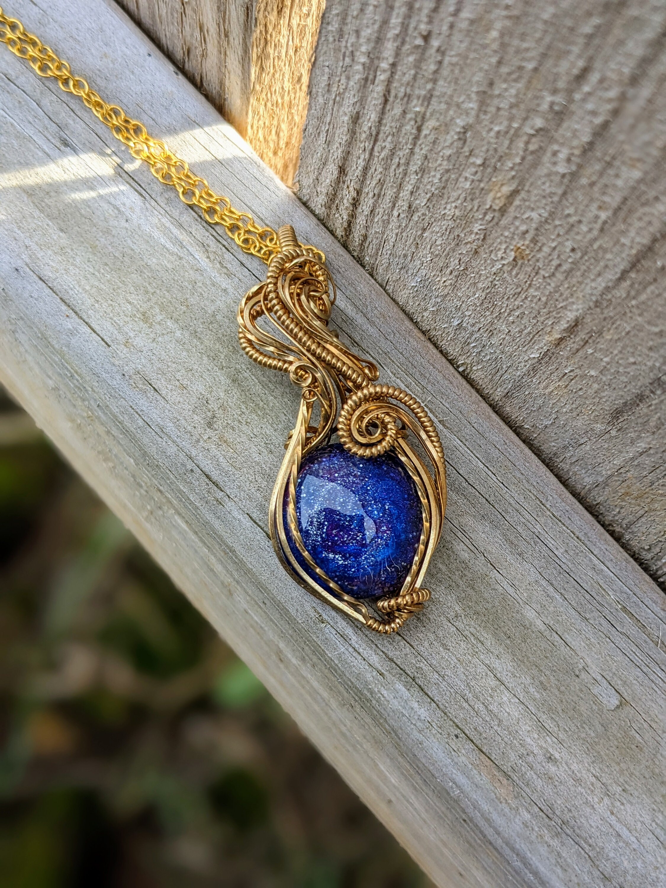 Galaxy and Jewelers Brass Wire Wrap Necklace Etsy