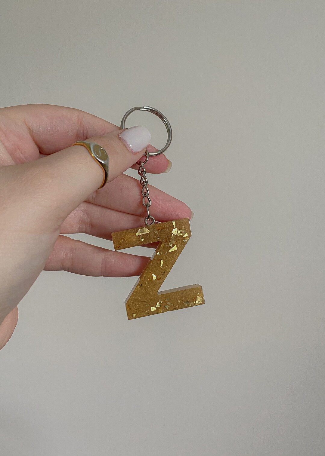 Gold Letter Keychains Etsy