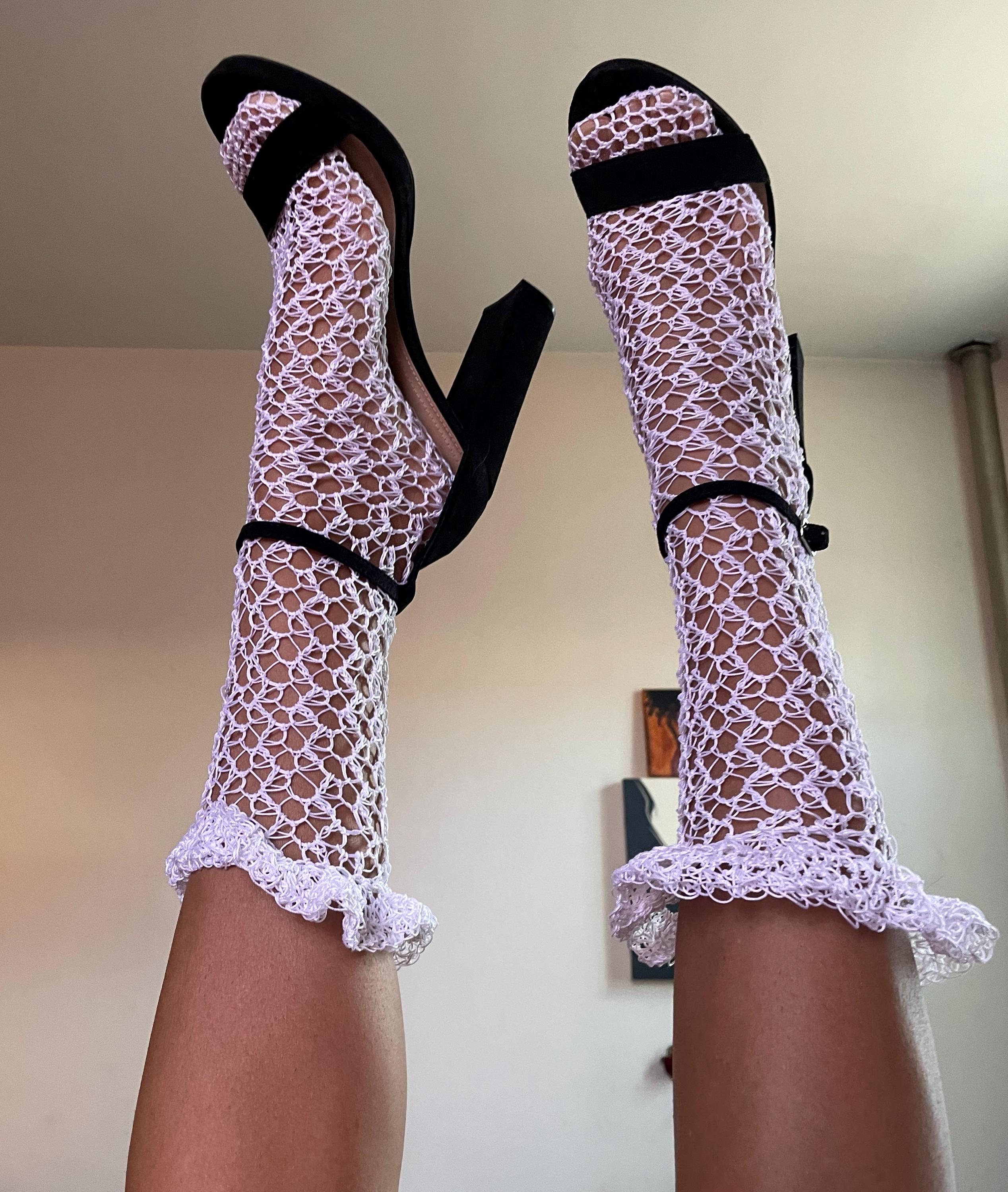 Diamond Lace Crochet Socks