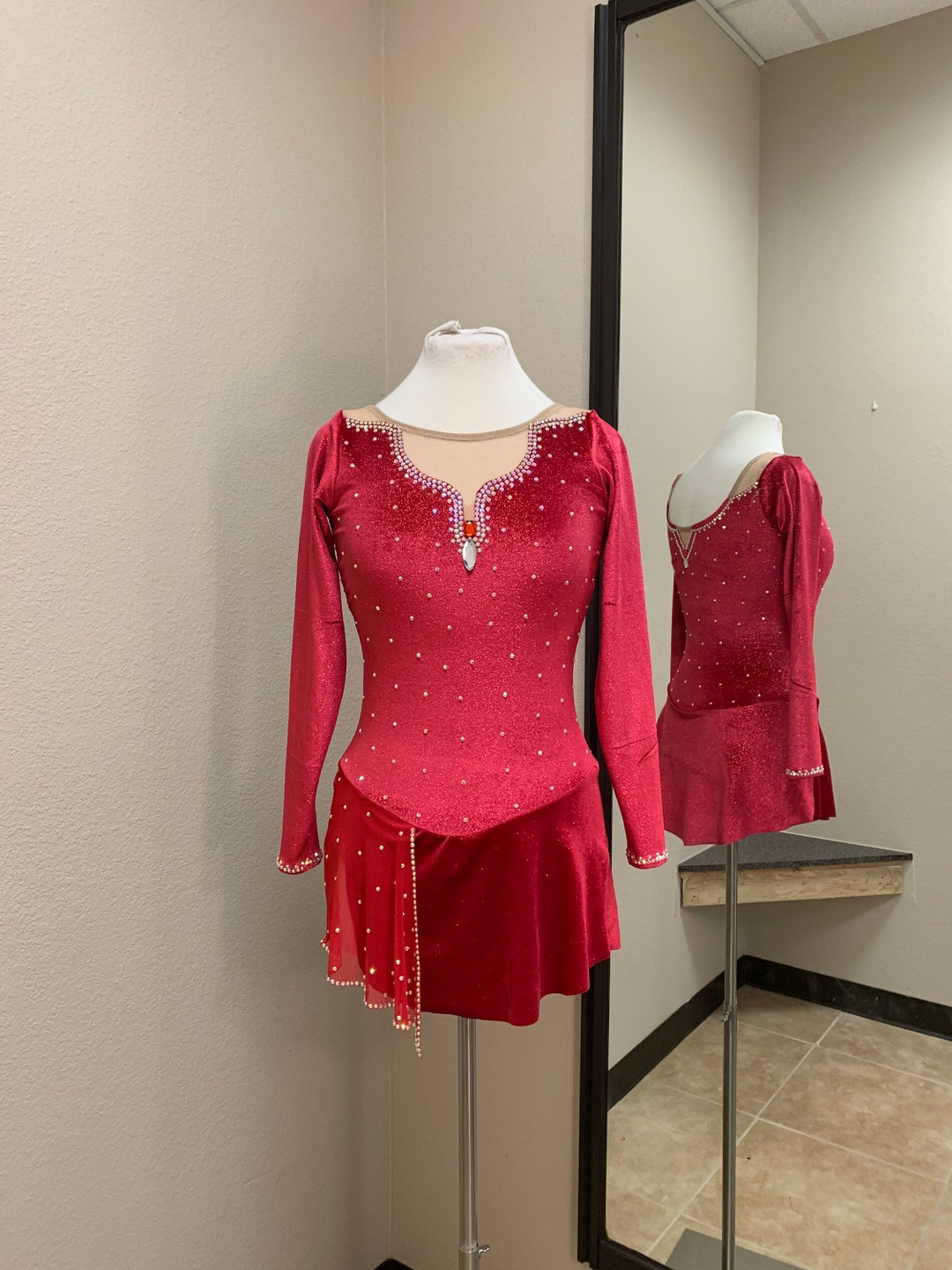 Adult Medium Red Velvet Glitter Dress Etsy