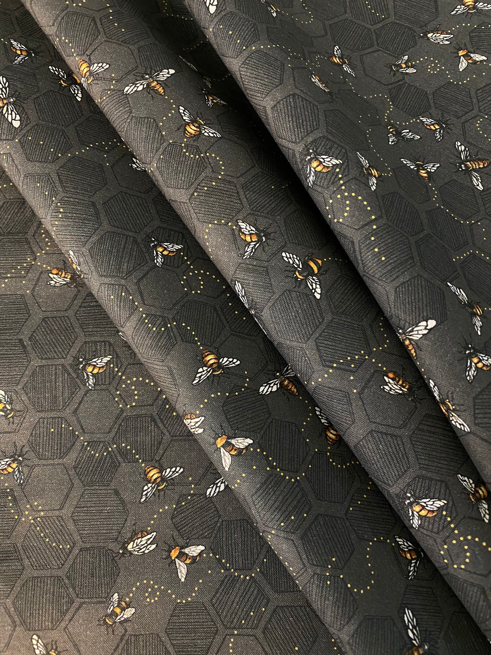 100 Cotton Fabric BEES MODERN Tightly Woven Honey Etsy