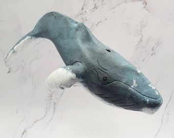 Humpback whale hanging mobile Whale diving sculpture for ceiling or window