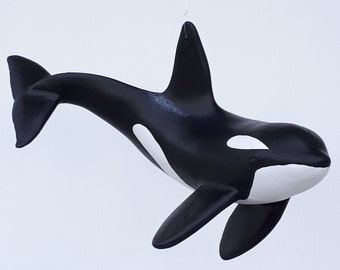 Gran escultura colgante de buceo orca orca móvil para techo o ventana