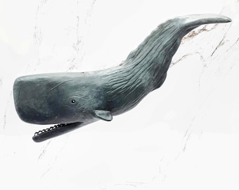 Hanging Sperm Whale mobile sculpture for window or ceiling