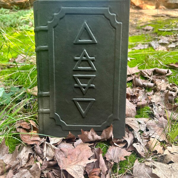 Handbound Green Leather Elements Grimoire