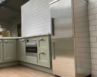 Kit per casa delle bambole Frigorifero/congelatore in acciaio - Kit frigorifero in miniatura per casa delle bambole