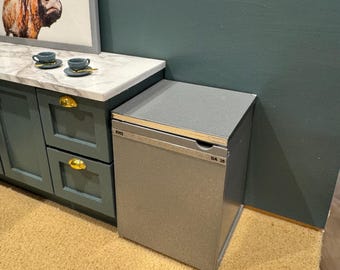Dollshouse miniature 1/12th scale under counter fridge silver, slightly damaged