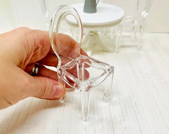 Dollshouse clear acrylic miniature ghost chair for room boxes, dioramas or dollshouses works for 1:12th scale miniatures