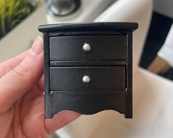 Dollshouse Bedside Table Black 1:12th Scale