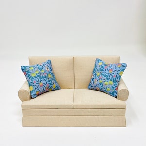 Dollshouse miniature William Morris cushions for roomboxes, dioramas and dollshouses