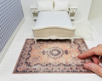 Tappeto moderno rosa in miniatura per casa delle bambole in scala 1:12 per roombox, diorami e case delle bambole
