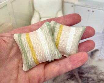 Dollshouse miniature 1:12th scale linen style striped cushion