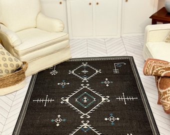 Dollshouse Miniature 1/12th scale bohemian aztec Rug for dollshouse, dioramas and roomboxes