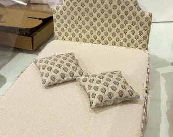 Dollshouse Miniature Divan Bed Base with mattress and fleece cover. Matching headboard and cushions sold separately MADE TO ORDER