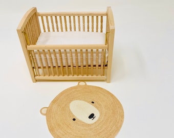 Tappeto a forma di orso in miniatura per casa delle bambole, scala 1:12, decorazione per cameretta dei bambini.