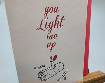 Love You Light Me Up - Letterpress Printed Greeting Card