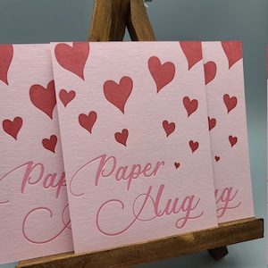 Set of Six Pink Paper Hug Letterpress Postcards image 1