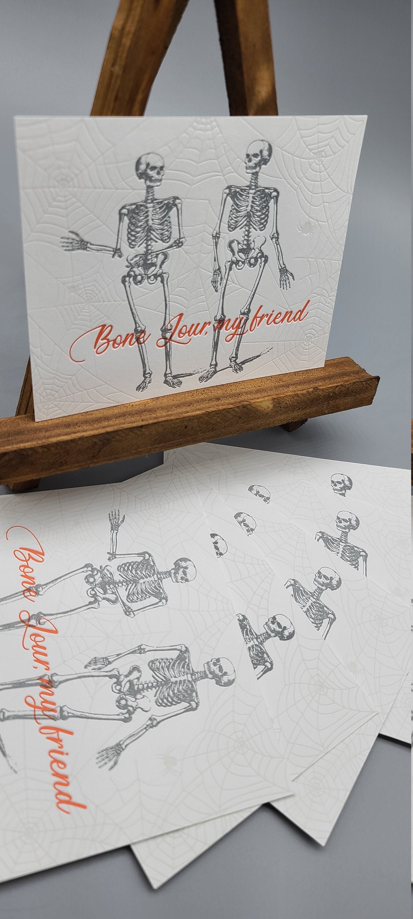 Set of Six Halloween Skeleton Letterpress Printed Postcards Spooky - Etsy