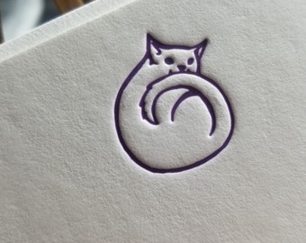 Conjunto de 8 cartões de gato impressos em tipografia