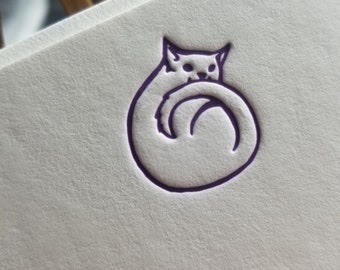 Set of 8 Letterpress Printed Cat Notecards