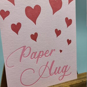 Set of Six Pink Paper Hug Letterpress Postcards image 2