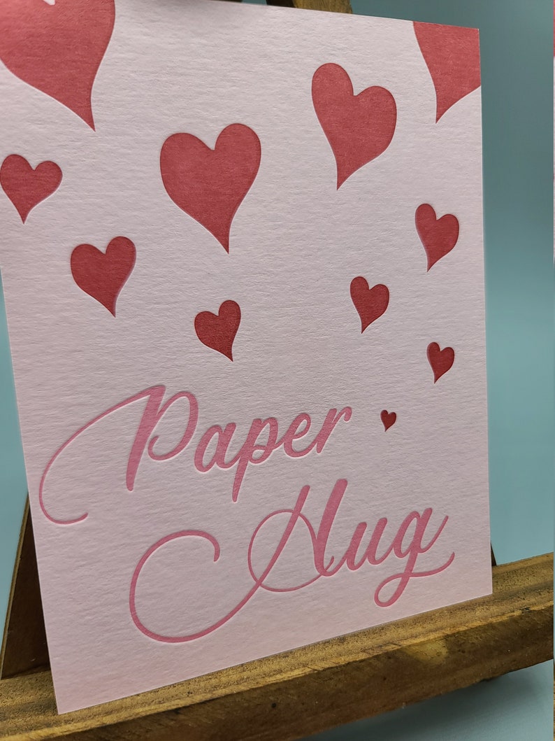 Set of Six Pink Paper Hug Letterpress Postcards image 2