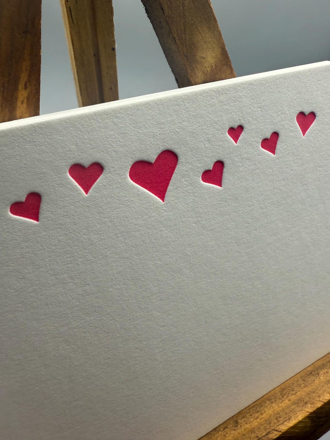 Red Heart Note Card Set of 8 Letterpress Printed Neon Red Hearts Flat Notecards - Etsy