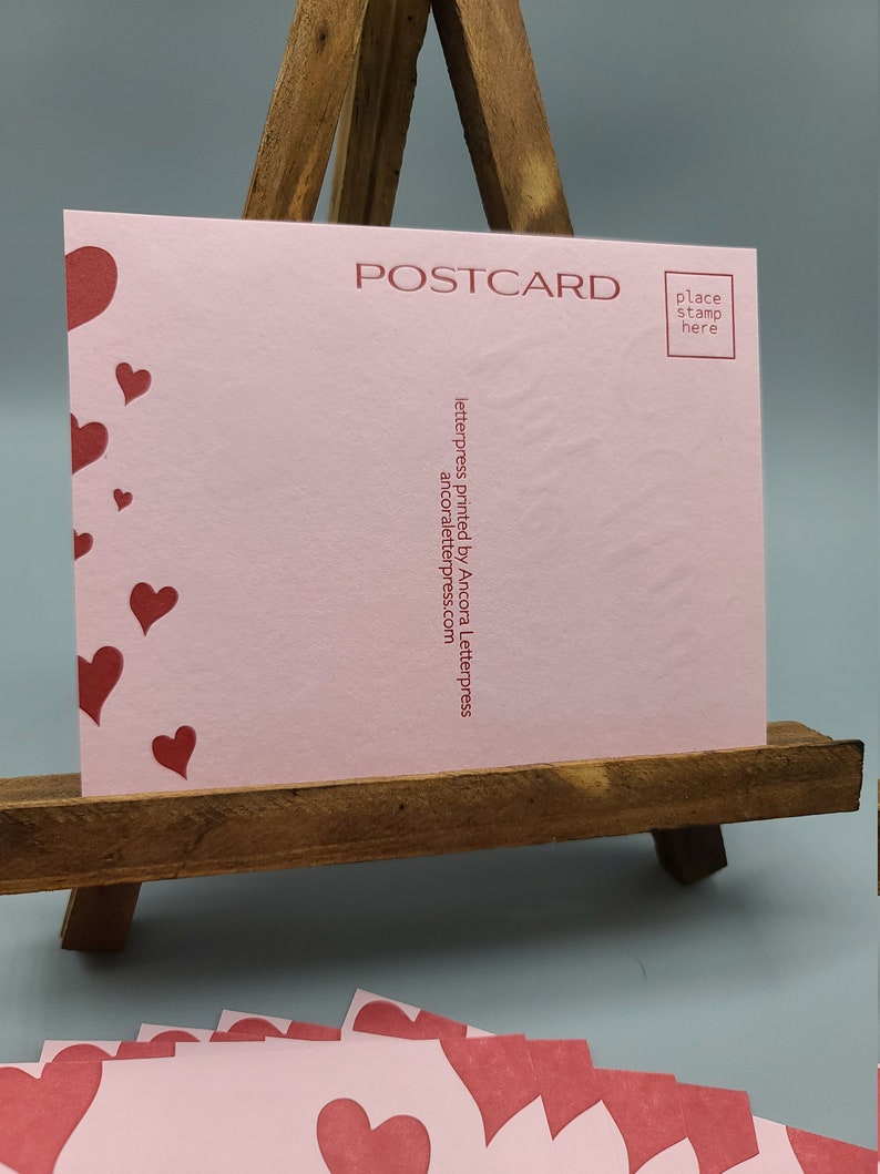 Set of Six Pink Paper Hug Letterpress Postcards image 3