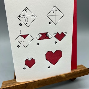 Valentinstag Letterpress Origami Herz Karte - innen blanko