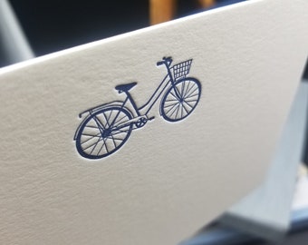 Set of 8 Letterpress Printed Bicycle Notecard Set