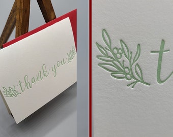 Set of 8 A2 Letterpress printed Thank You cards