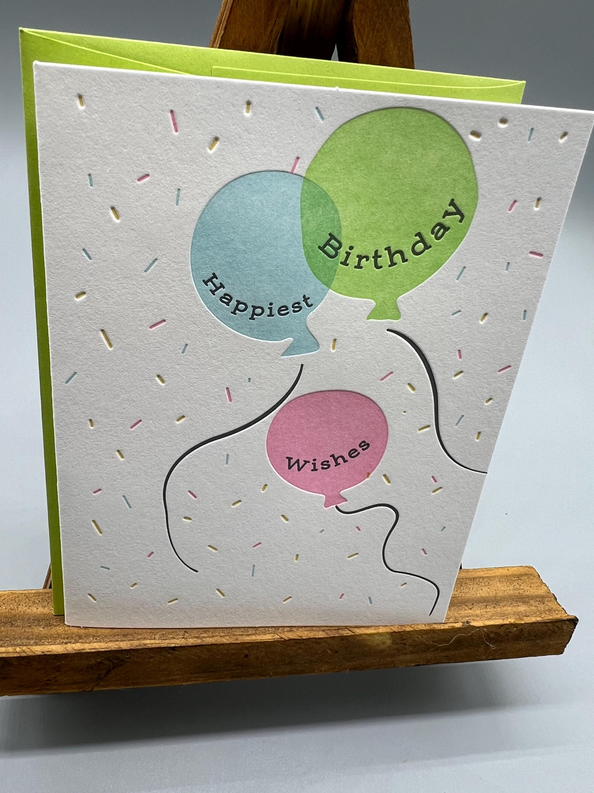 Happy Birthday Letterpress Folding Card - Blank Inside - Etsy