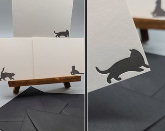 Set of 9 Black Cat Letterpress Notecard Set