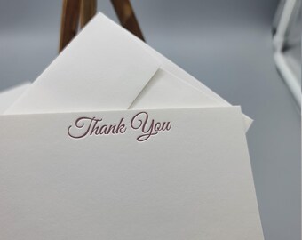 Set of 8 Letterpress  printed Thank You Notecards