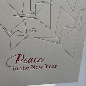 Letterpress Gedruckt Frieden im Neujahr Weihnachtskarten Set von 6