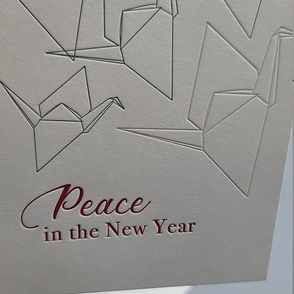 Letterpress Printed Peace in the New Year Holiday Cards Set of 6