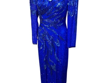 Vintage beaded dress, black tie formal dress