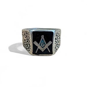 Vintage Sterling silver Masonic ring, Freemason ring